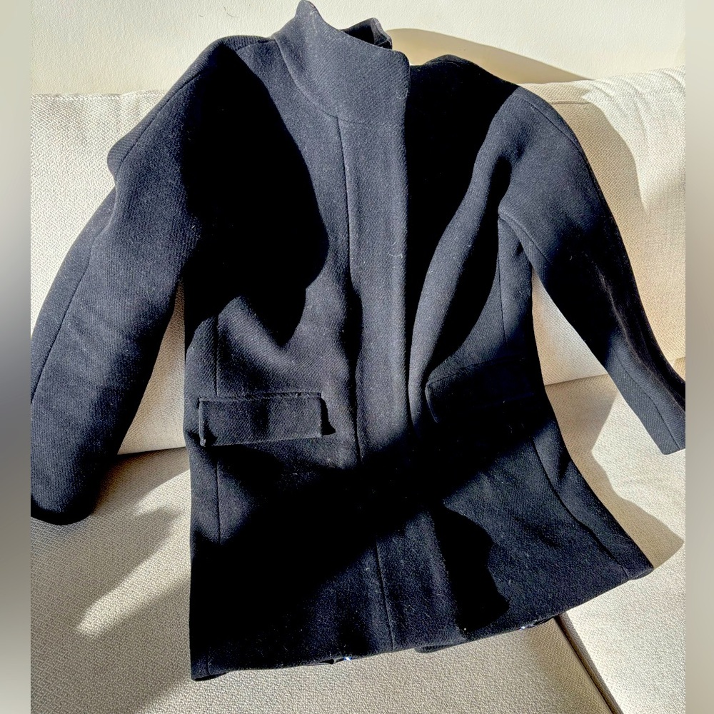 JCrew Stadium Wool Blend Cocoon Black Coat